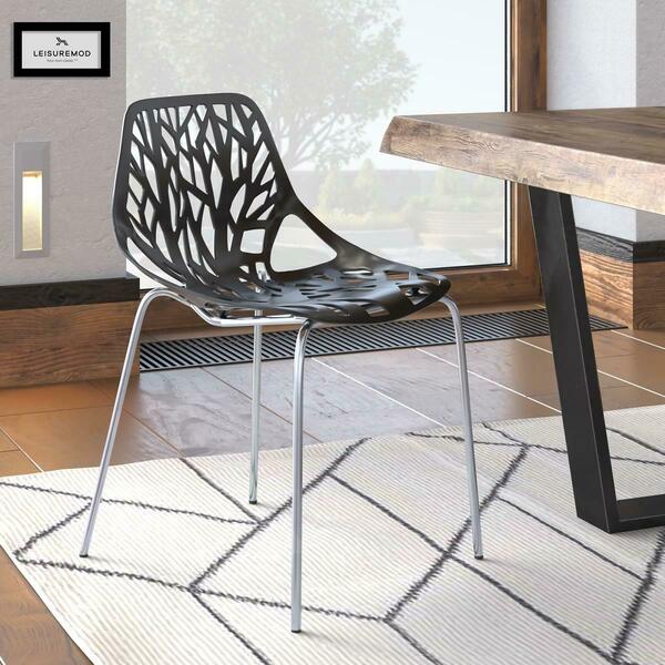 Kd Americana 31.5 x 20.75 x 21 in. Modern Asbury Dining Chair with Chromed Legs, Black KD3590704
